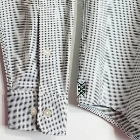 Rhone Commuter Shirt Slim Fit (Pine Green Geo Dot) Long Sleeve stretch NWT - Picture 8 of 9
